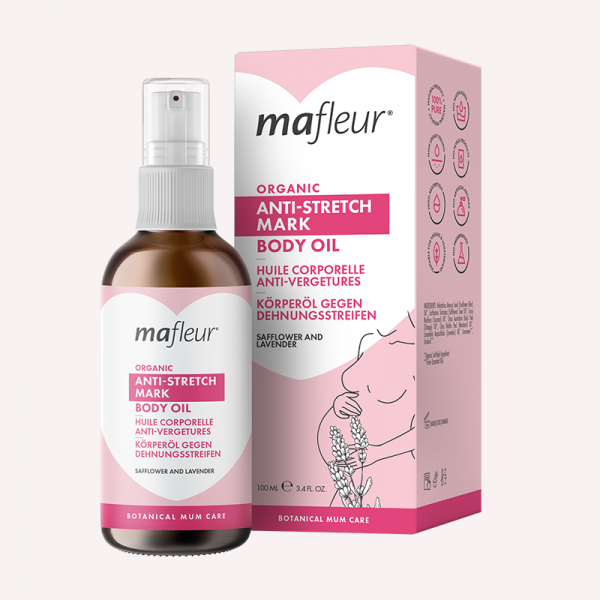 Aceite corporal antiestrías para embarazadas