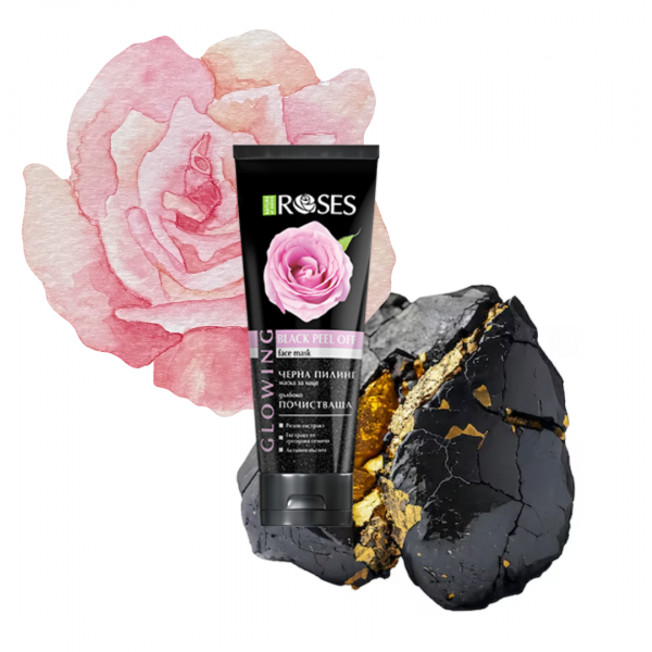 Mascarilla GLOWING peel off facial de rosas, pepita de uva y carbón activo